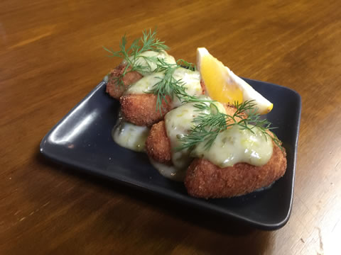 Fish & potato Quenelles with caper lime mayo